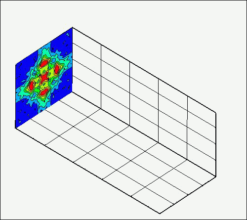 矩形不足膨張噴流の断面の密度場